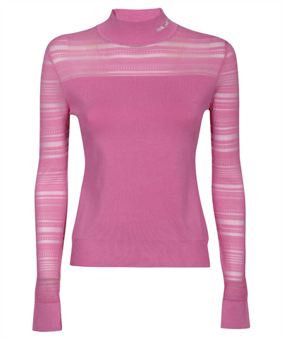Karl Lagerfeld Logo Embroidered Collar Sweater In Pink