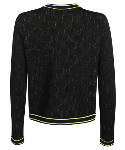 Shop Karl Lagerfeld Cardigan With Decorative Inserts In Black