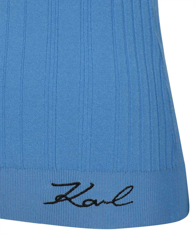 Karl Lagerfeld Logo-embroidered T-shirt In Blue