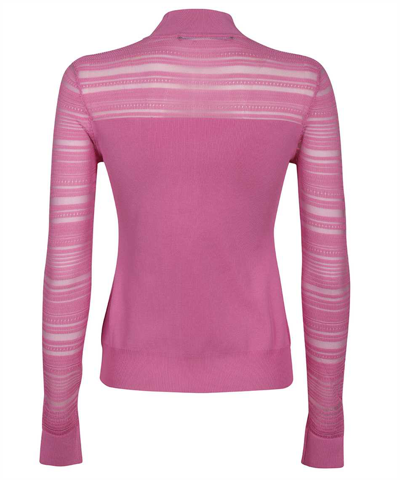 Karl Lagerfeld Logo Embroidered Collar Sweater In Pink