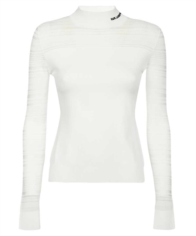 Shop Karl Lagerfeld Turtleneck Sweater In White