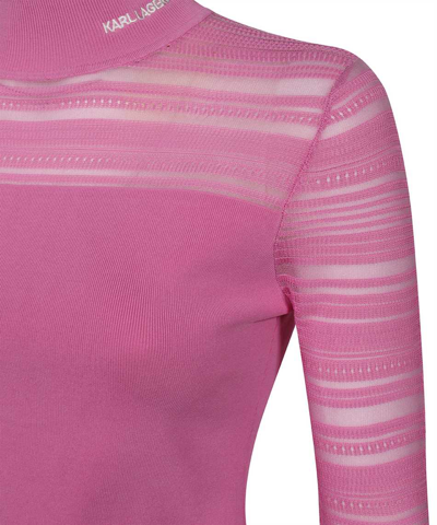 Karl Lagerfeld Logo Embroidered Collar Sweater In Pink