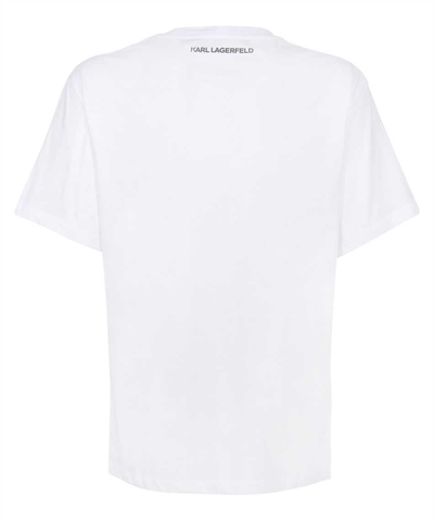 Shop Karl Lagerfeld Printed Cotton T-shirt In White