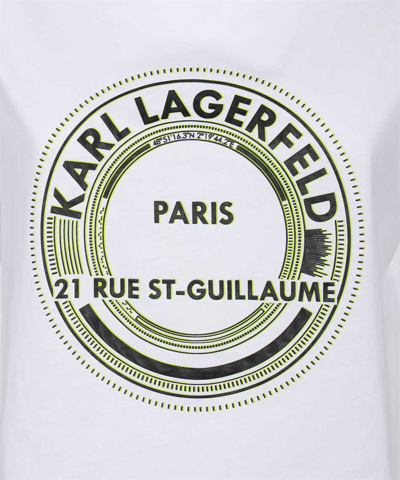 Shop Karl Lagerfeld Printed Cotton T-shirt In White