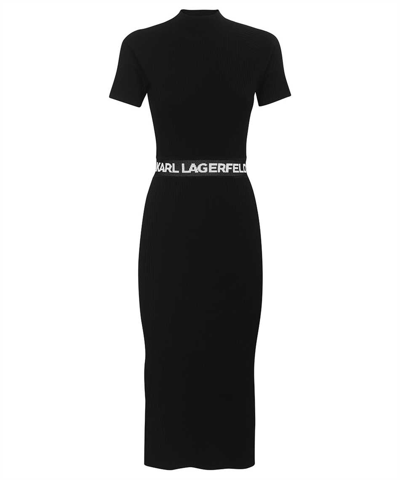 Shop Karl Lagerfeld Knitted Dress In Black