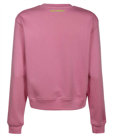 Shop Karl Lagerfeld Cotton Crew-neck Sweatshirt In Pink