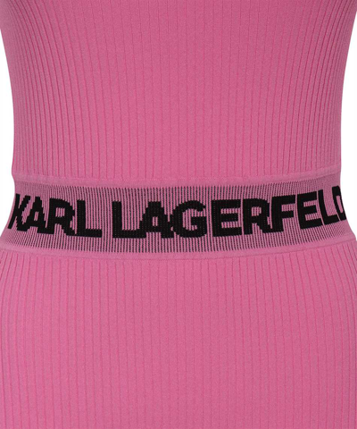 Shop Karl Lagerfeld Knitted Dress In Pink