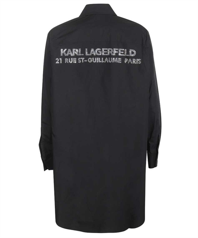 Shop Karl Lagerfeld Long Cotton Shirt In Black