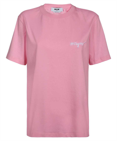 Shop Msgm Cotton T-shirt In Pink