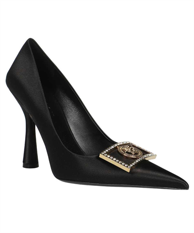 Shop Versace Leather Pumps In Black