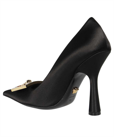 Shop Versace Leather Pumps In Black