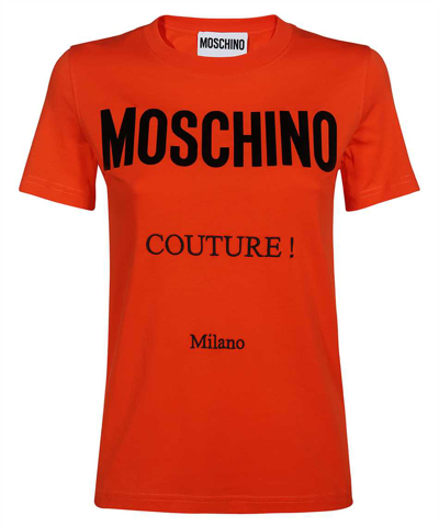 Shop Moschino Logo Crew-neck T-shirt In Red