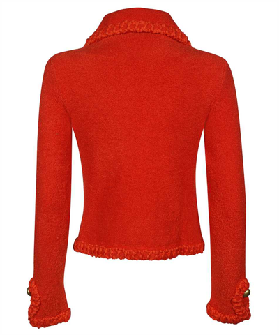 Shop Moschino Single-breasted Cotton Blazer In Red