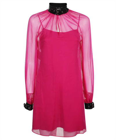 Moschino Silk Mini Dress In Fuchsia