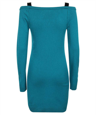 Shop Moschino Wool-blend Dress In Green