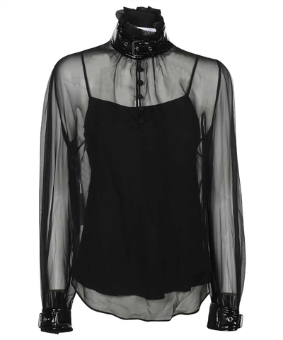 Shop Moschino Silk Blouse In Black