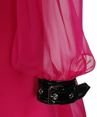 Shop Moschino Silk Mini Dress In Fuchsia