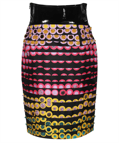 Moschino Ladies Glitter Polka-dot Skirt With Vinyl Waist In Multicolor
