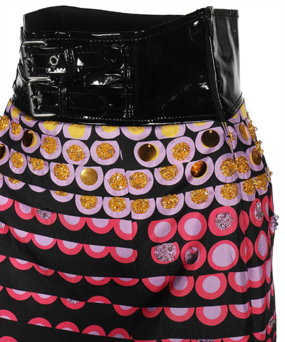 Moschino Ladies Glitter Polka-dot Skirt With Vinyl Waist In Multicolor