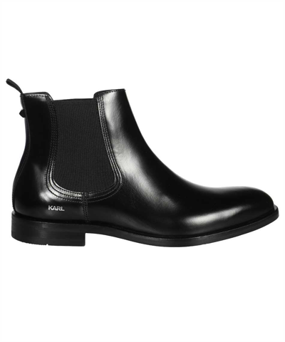Shop Karl Lagerfeld Leather Chelsea Boots In Black