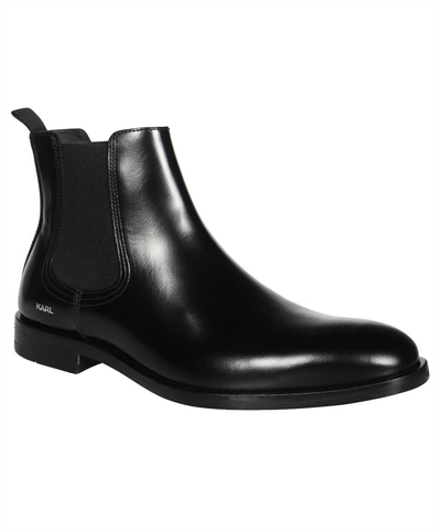 Shop Karl Lagerfeld Leather Chelsea Boots In Black