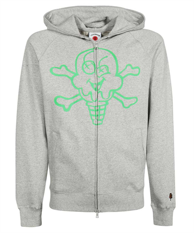 Shop Icecream Full Zip Hoodie In Grey