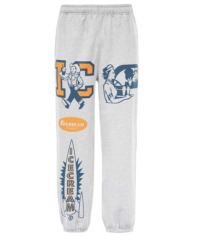 Shop Icecream Printed Cotton Track-pants In Light Gray
