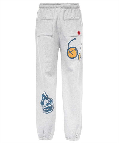 Shop Icecream Printed Cotton Track-pants In Light Gray