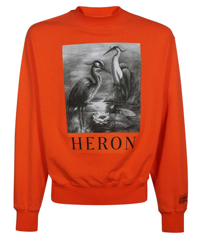 Shop Heron Preston Cotton Crew-neck Sweatshirt In Orange