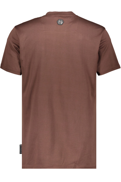 Shop Philipp Plein Printed Cotton T-shirt In Brown