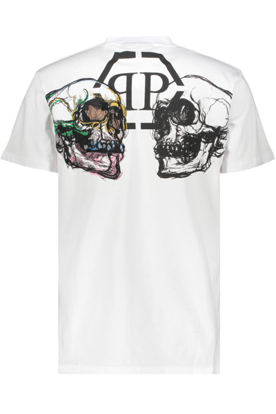 Shop Philipp Plein Cotton T-shirt In White