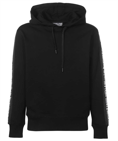Versace Jeans Couture Full-zip Hoodie With Adjustable Drawstrings And Subtle Branding In Black