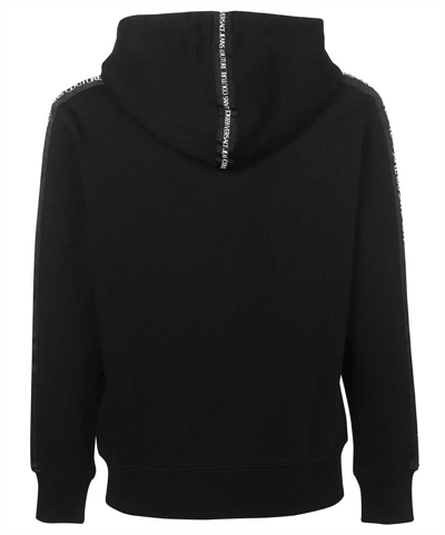 Versace Jeans Couture Full-zip Hoodie With Adjustable Drawstrings And Subtle Branding In Black