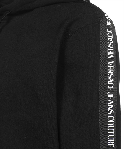 Versace Jeans Couture Full-zip Hoodie With Adjustable Drawstrings And Subtle Branding In Black