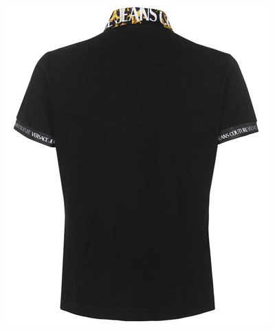 Shop Versace Jeans Couture Short Sleeve Cotton Polo Shirt In Black
