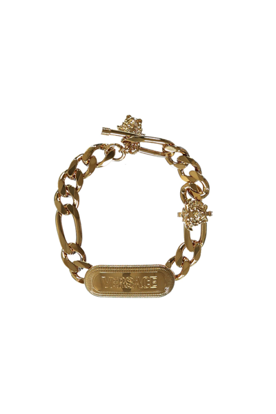 Shop Versace Medusa Pendant Chain Bracelet In Gold