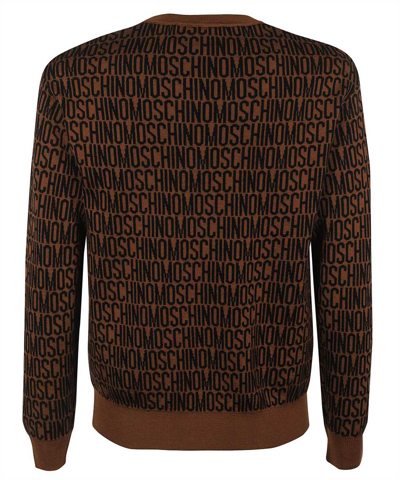 Shop Moschino Virgin Wool Crew-neck Sweater In Brown