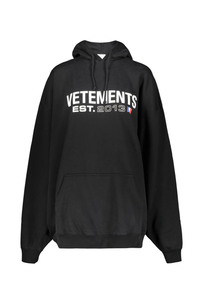 Shop Vetements Flag Logo Hoodie In Black