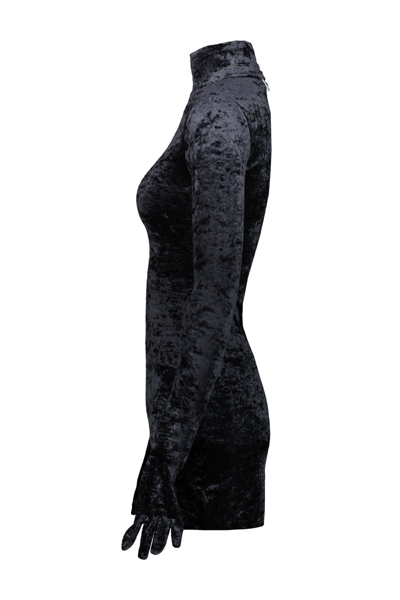 Shop Vetements Velvet Styling Dress With Gloves In Black