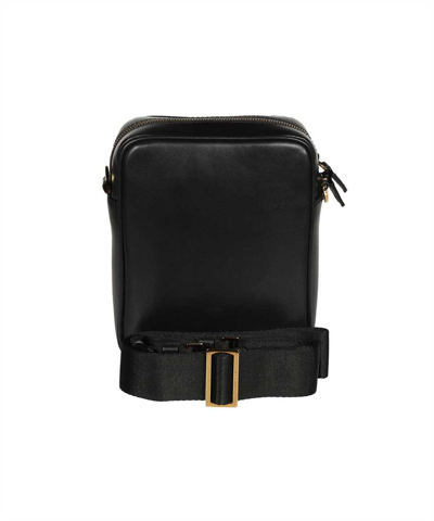 Shop Versace Leather Messenger Bag In Black
