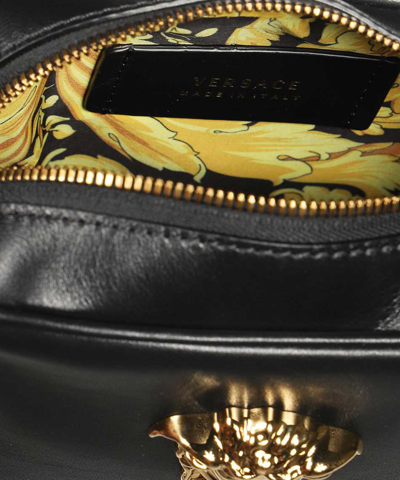 Shop Versace Leather Messenger Bag In Black