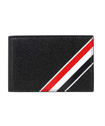 Shop Thom Browne Leather Flap-over Wallet In Black