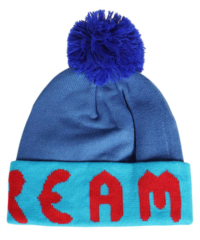 Shop Icecream Knitted Wool Beanie With Pom-pom In Blue