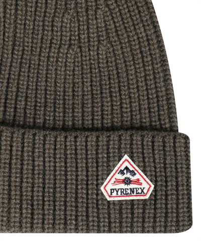 Shop Pyrenex Logo Wool Beanie In Khaki