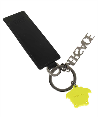 Shop Versace Leather Keyring In Multicolor