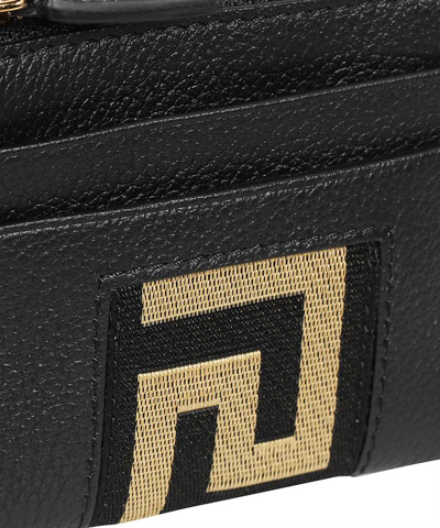 Versace Calf Leather Wallet In Black