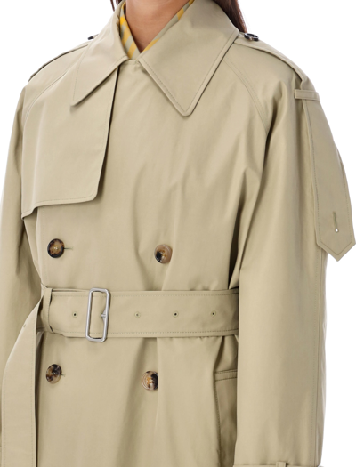 Shop Burberry Long Castleford Trench Coat In Hunter Beige/yellow Check
