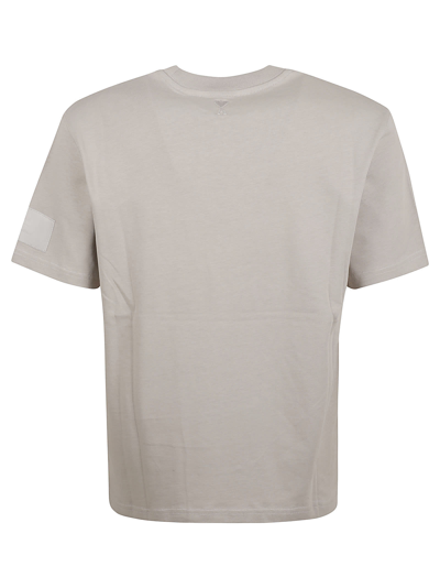 Shop Ami Alexandre Mattiussi Logo Patch T-shirt In Pearl Grey