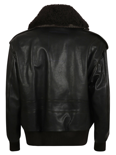 Shop Burberry Concealed Leather Jacket In Otter