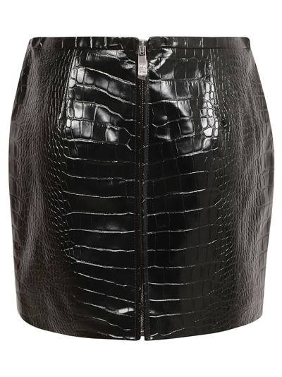 Shop Versace Back Zip Skinned Skirt In Black